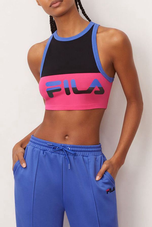 Fila Nellie Crop Racer Women's Tank Top - Black,NZ 379-43086